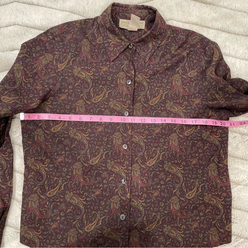 Jones New York Silk Paisley Button Up Longsleeve - Picture 9 of 13